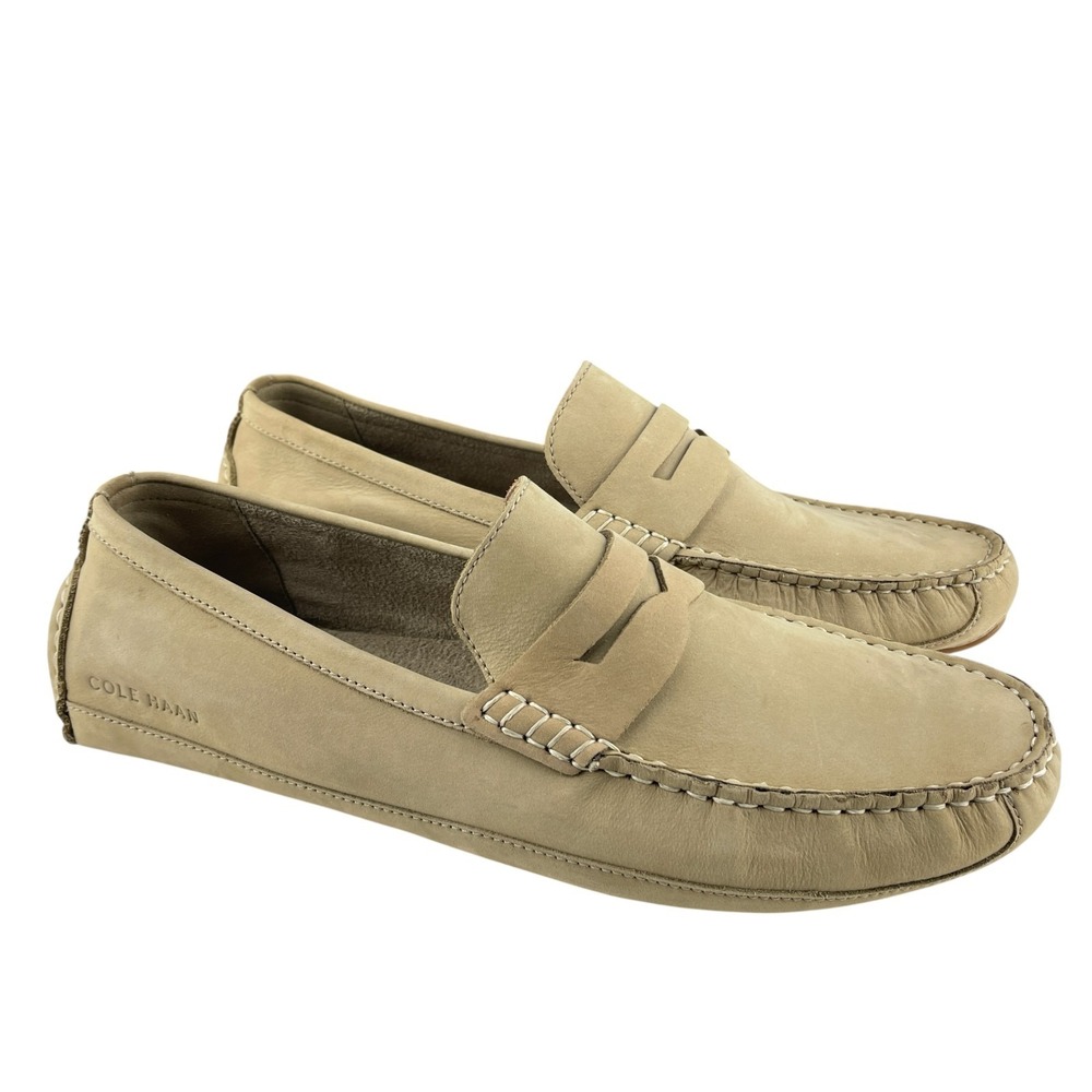 Cole Haan Men's Penny Loafer Driver Shoes 11M Beige Suede Leather Slip-On C35781